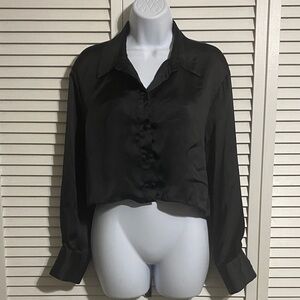 Zara Black Satin Blouse